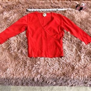 Margaret Oleary sweater sz 1 V-neck 3/4 arm orange
